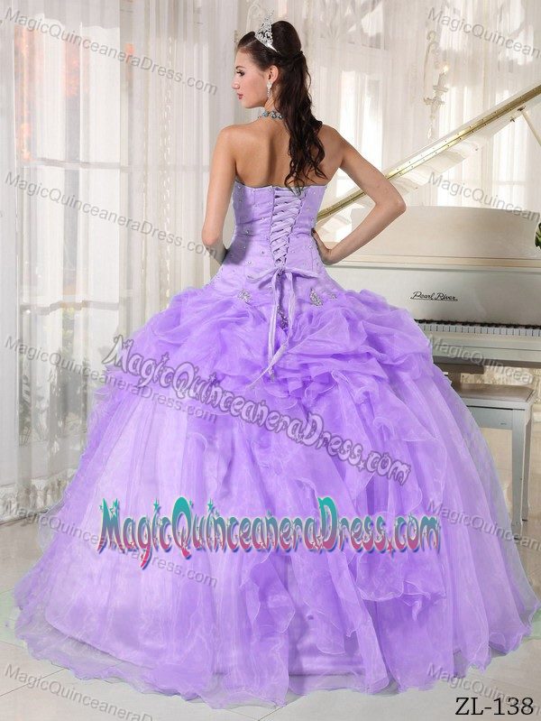 Strapless Organza Quinceanera Dresses with Beading in Lavender in Poulsbo