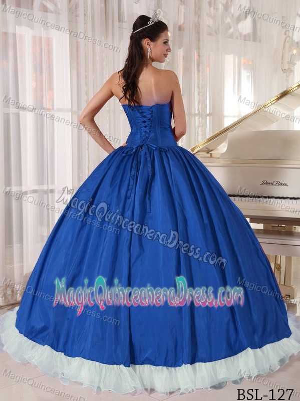 Blue and White Sweetheart Beaded Quinceanera Gown Dress in Poulsbo WA