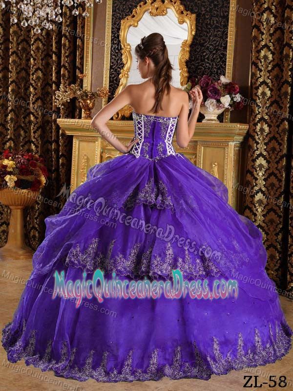 Purple Sweetheart Appliqued Organza Quinceanera Dresses in Wausau WI
