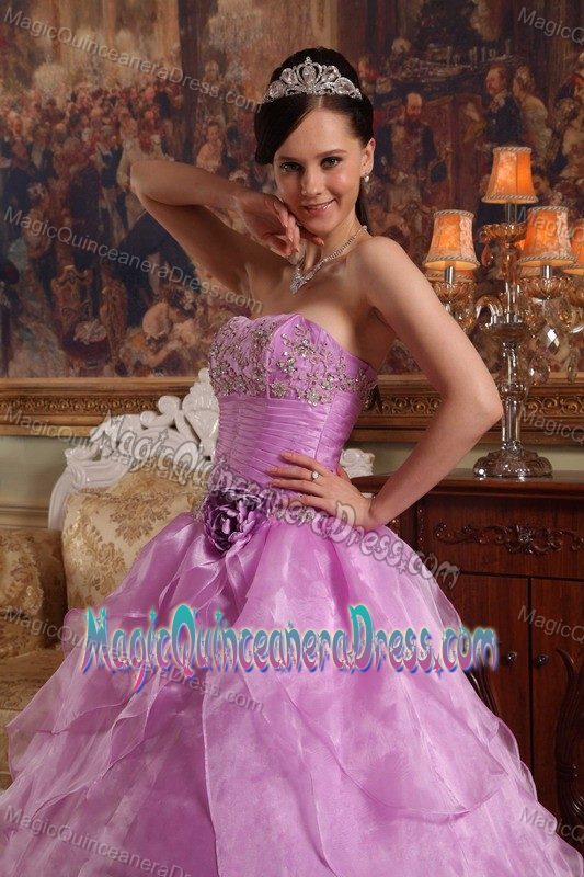 Strapless Organza Beaded Quinceanera Gown Dresses in Lavender in Madison