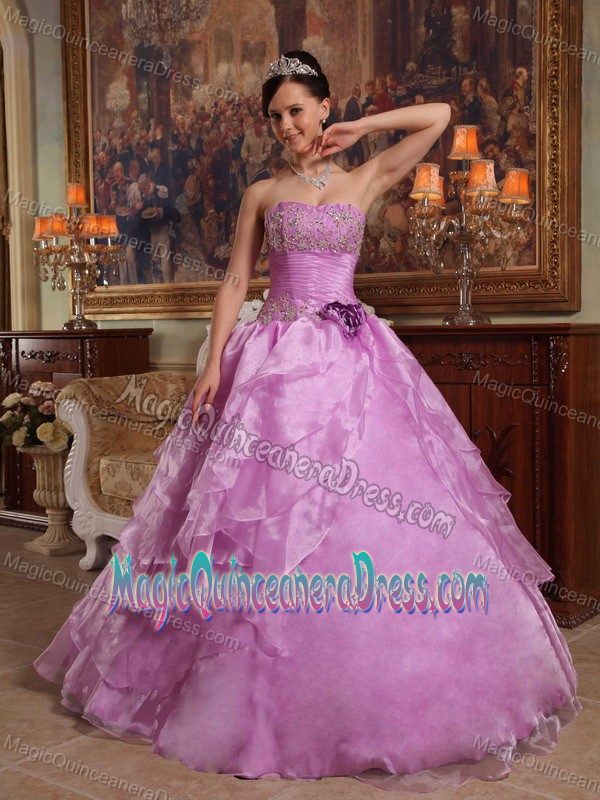 Strapless Organza Beaded Quinceanera Gown Dresses in Lavender in Madison
