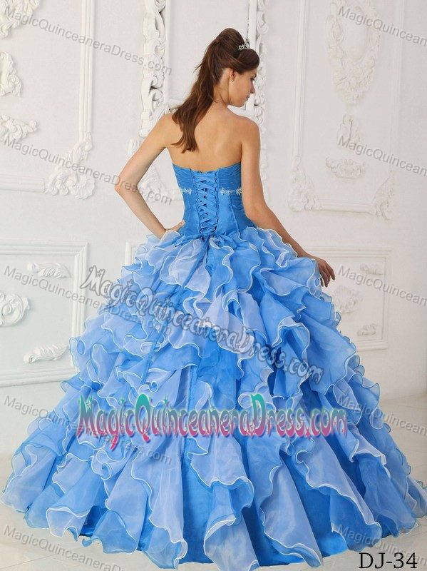 Sweetheart Taffeta and Organza Beaded Quinceanera Dress in Blue in Poulsbo