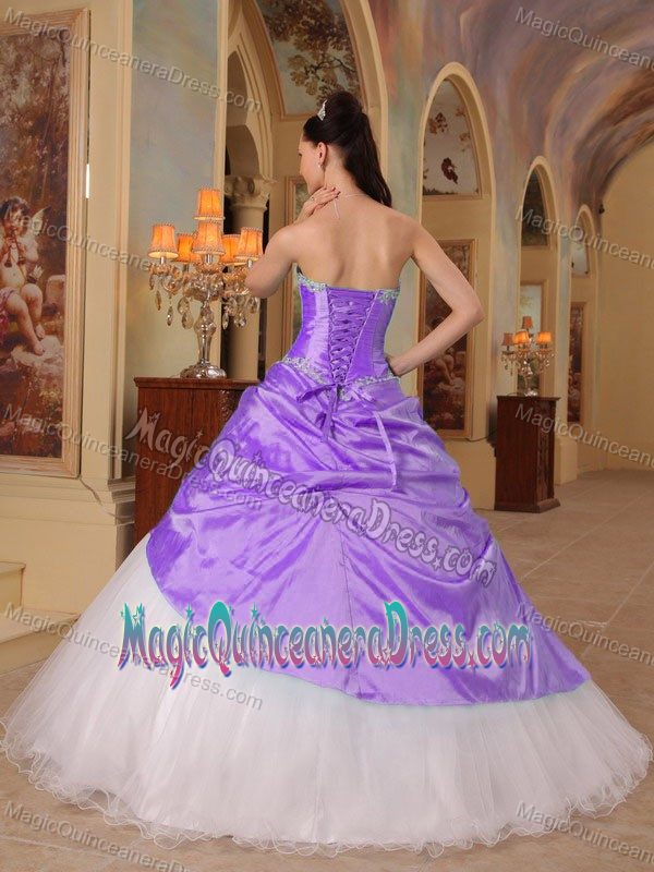 Lavender and White A-Line Floor-length Quinceanera Gown in Cuba