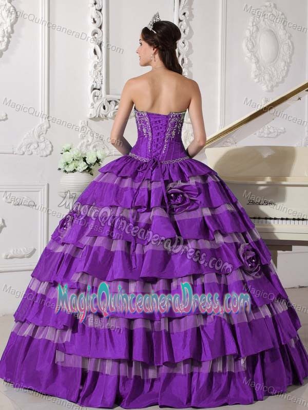 Purple Ball Gown Embroidery Floor-length Dresses Quinceanera in USA