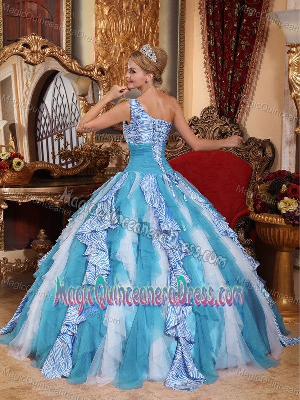 Multi-color Ball Gown One Shoulder Quinceanera Gowns in Havana Cuba