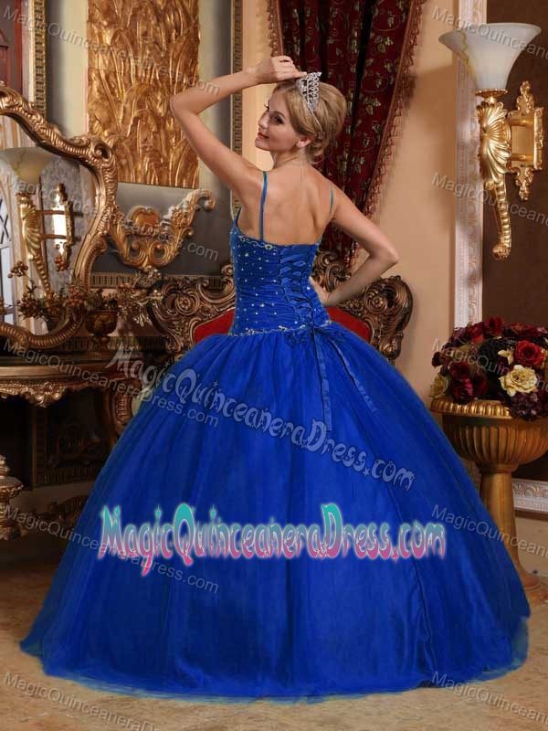 Royal Blue Spaghetti Strap Floor-length Quince Dress in Sucre Bolivia