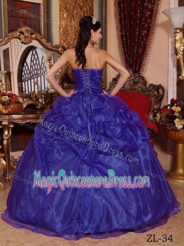 Purple Floor-length Organza Beading Dress For Quince in Cali Colombia
