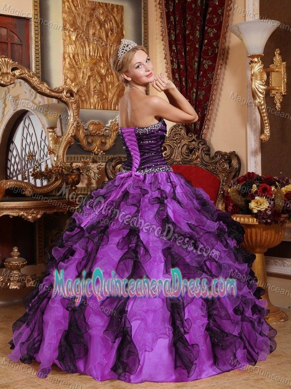 Multi-Color Ruffle Beading Floor-length Sweet 15 Dresses in Chile