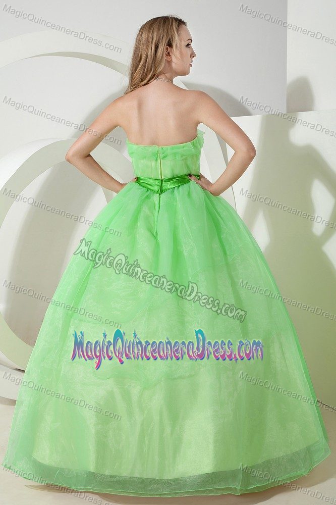 Lovely Spring Green Strapless Full-length Sweet Sixteen Dresses in Nashua