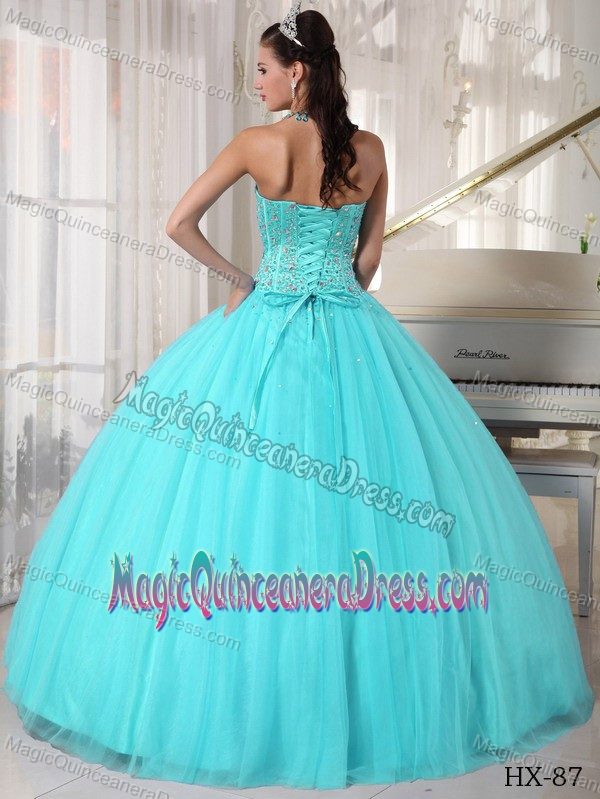Lovely Aqua Blue Sweetheart Floor-length Quinceanera Gown with Beading