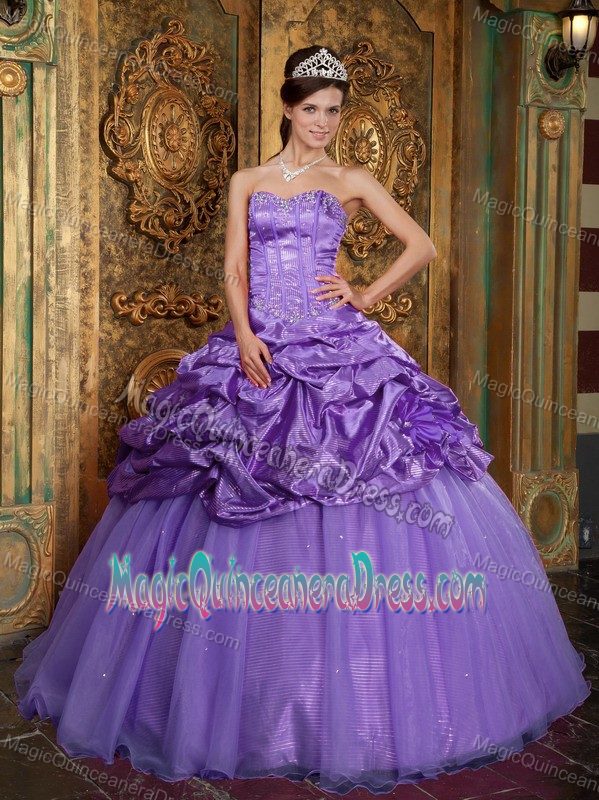 Lilac Sweetheart Taffeta and Organza Appliques Sweet 15 Dresses in Staten Island