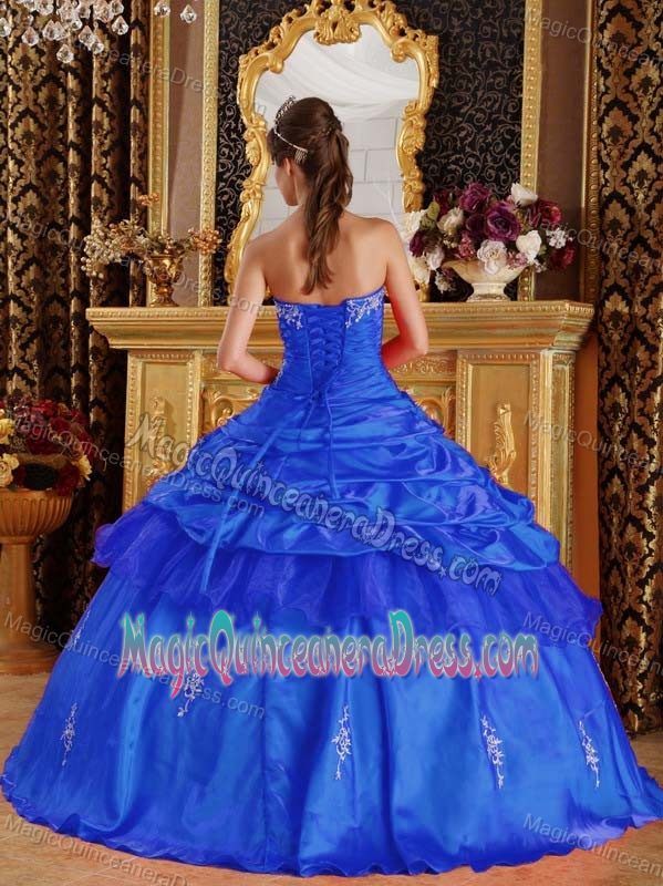 Blue Sweetheart Taffeta Beading and Appliques Sweet 15 Dresses in Huntington