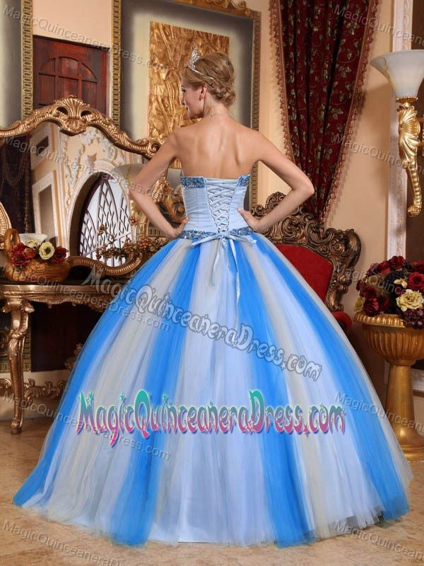 Two-toned Blue A-line Sweetheart Tulle Beading Quinceanera Dress in Trenton