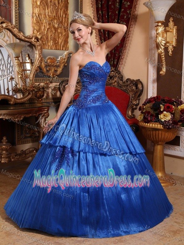 Royal Blue Sweetheart Quinceanera Dress with Pleats and Appliques in Princeton