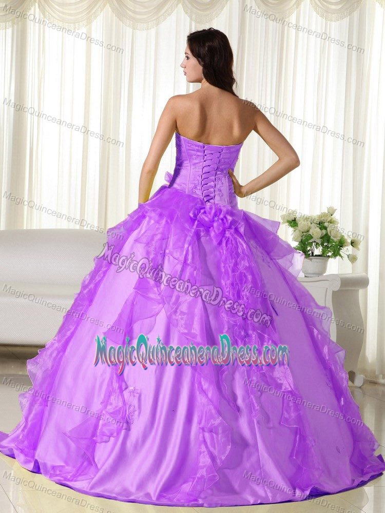 Purple Sweetheart Floor-length Taffeta with Embroidery Quinceanera Dress