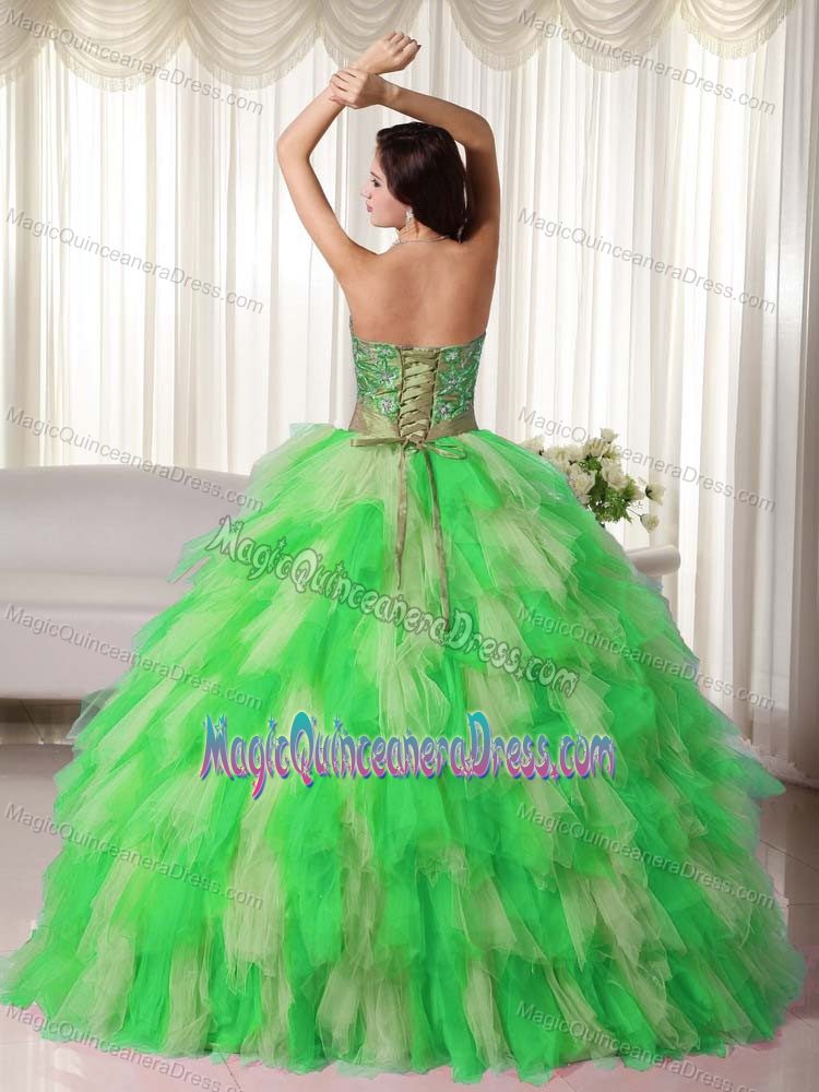 Multi-color Princess Quinceanera Gown Dresses with Appliques and Ruffles