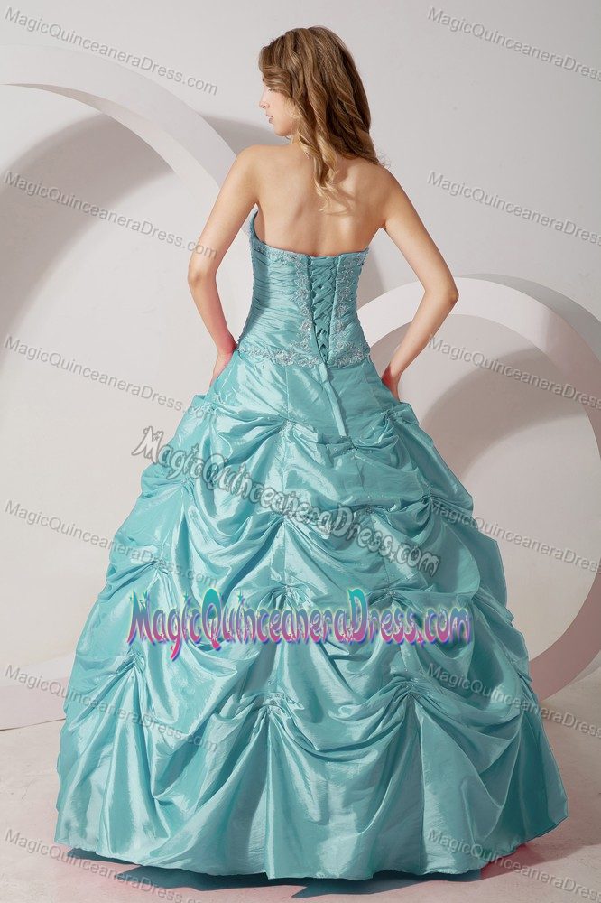 Sky Blue Strapless Floor-length Quinceanera Dress with Pick-ups in Carlsbad