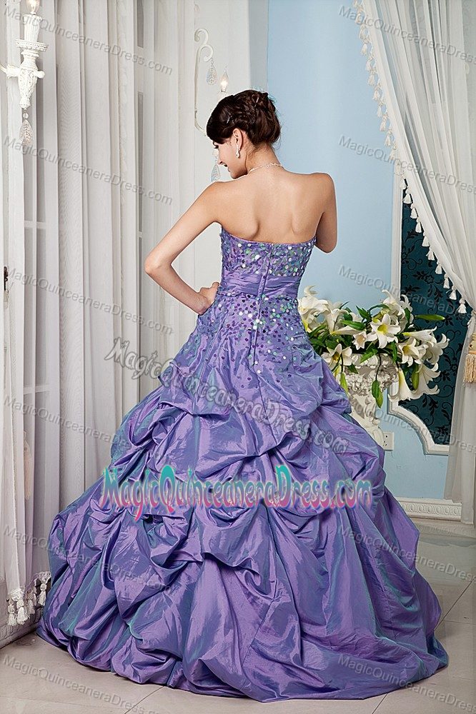 Lilac A-line Sweetheart Floor-length Quinceanera Gown Dress with Pick-ups