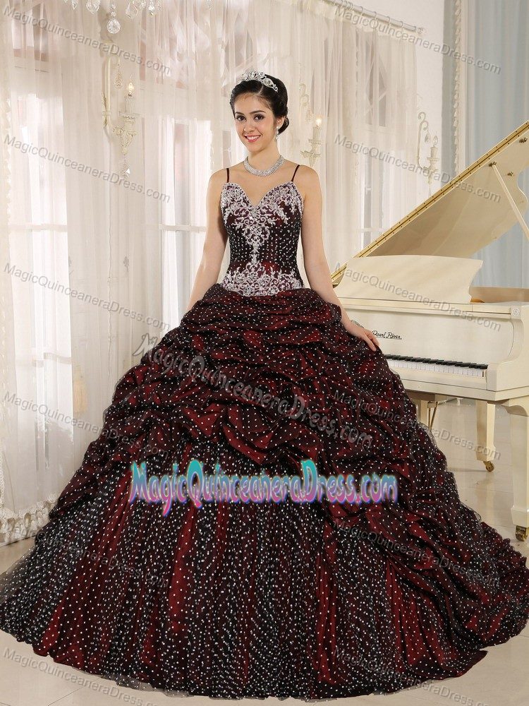Special Spaghetti Straps Princess Quince Dresses in Burgundy with Beading