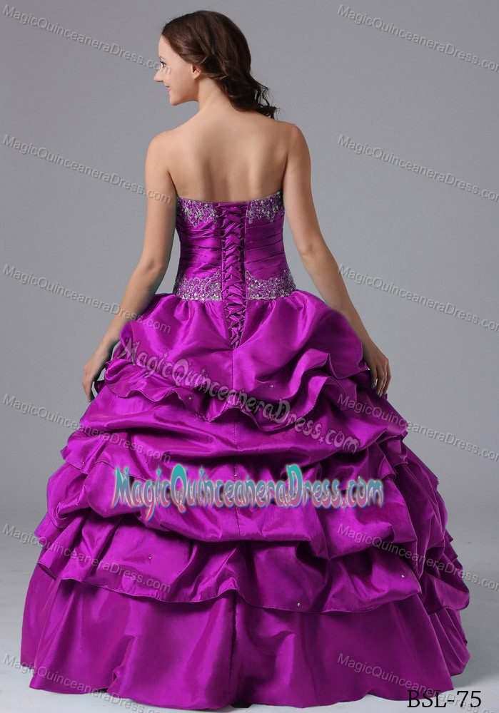 Fuchsia Strapless A-line Quinceanera Dresses with Pick-ups in Palm Springs