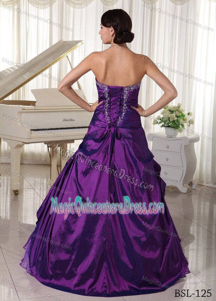 Graceful A-line Sweetheart Purple Quince Dresses with Appliques in Juneau