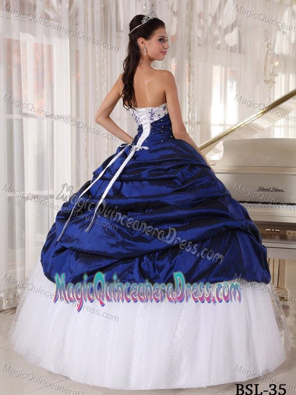 New Strapless Floor-length Navy Blue Quince Dress with Beading in Arvada