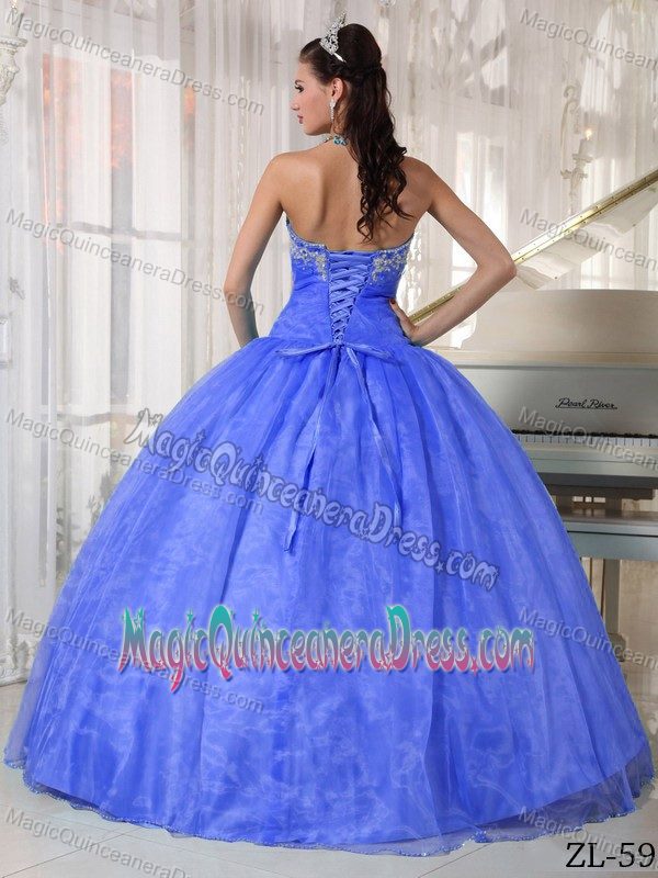 Sweetheart Floor-length Sweet 15 Dresses in Blue with Appliques in Ontario