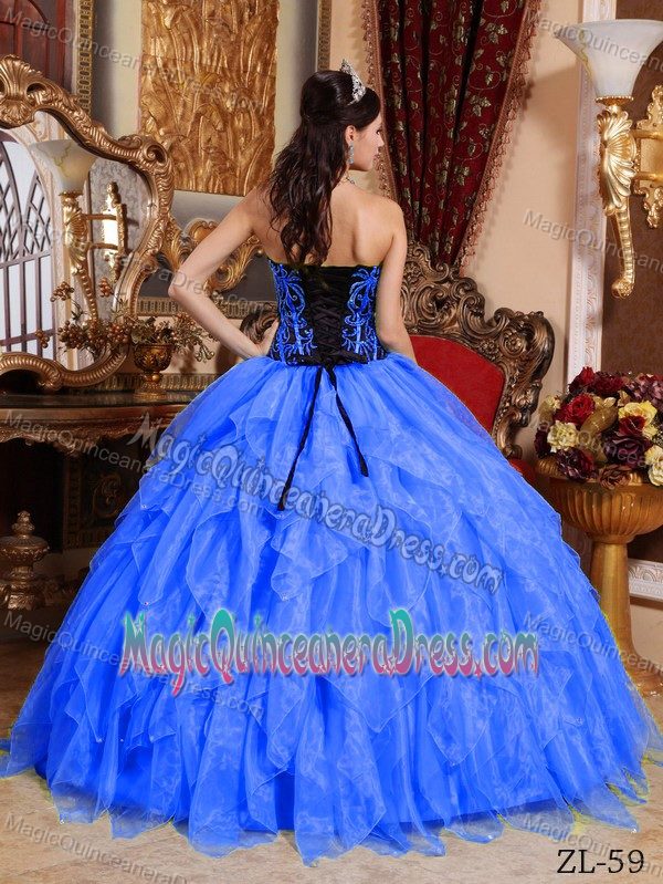 Sweetheart Floor-length Blue Sweet 15 Dresses with Ruffles in Little Rock