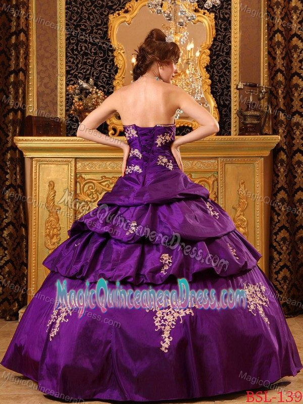 Fuchsia Sweetheart Floor-length Quince Dresses with Appliques in Tucson