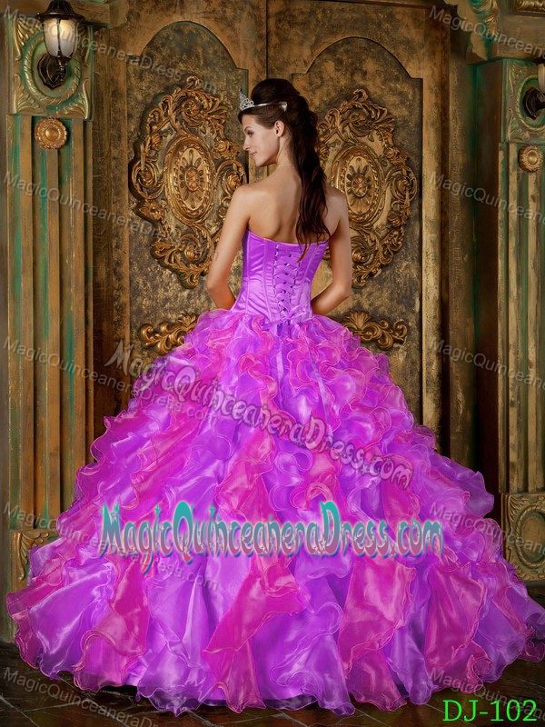 Beaded and Ruffled Strapless Purple Sweet Sixteen Dresses in Beverly Hills