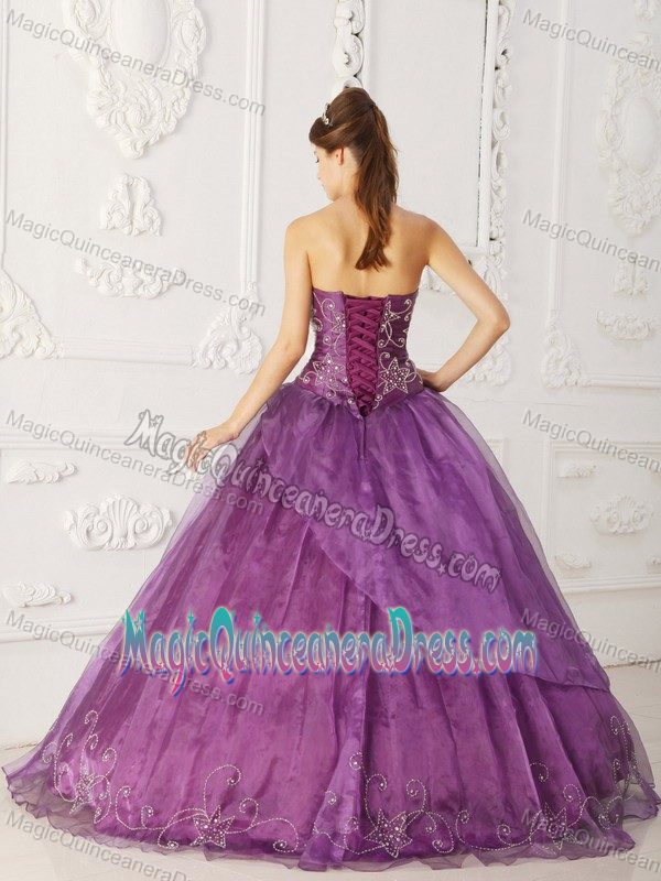 Strapless Grape Beaded Quinceanera Dresses with Embroidered in Roswell