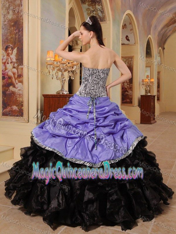 Lavender and Black Sweetheart Ruffled Quinceanera Dresses in Sarasota
