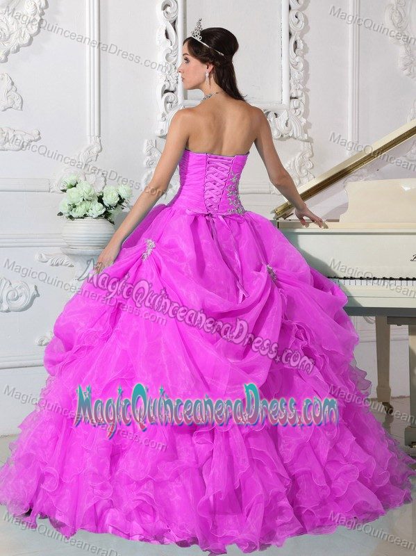 Hot Pink Strapless Beaded Exquisite Sweet 16 Dresses with Ruffles in Stuart