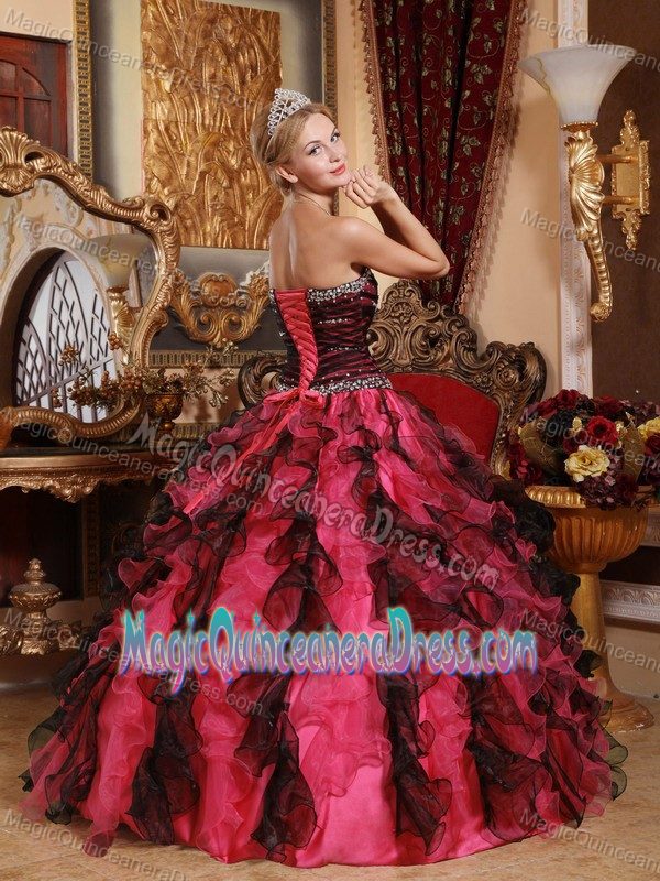 Multi-color Beaded Sweetheart Long Quinceanera Gown Dress with Ruffles