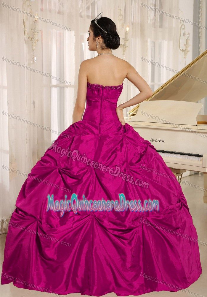 Special Fuchsia Strapless Long Quinceanera Gown with Pick-ups in Peoria
