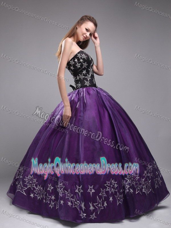 Sweetheart Eggplant Purple Full-length Quinceanera Dress with Embroidery