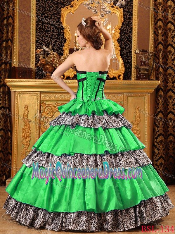 Ruffled Layers Multi-color Quinceanera Dresses with Zebra in Woodland