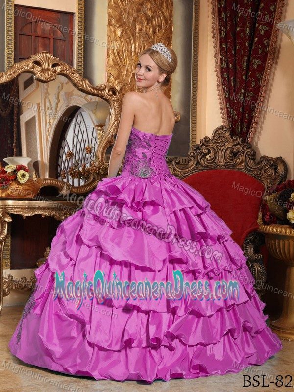 Appliques and Ruffled Layers Strapless Sweet 15 Dresses in Bonney Lake