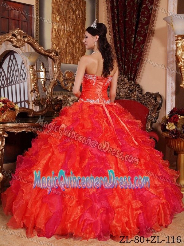 Sassy Jewelry Ruche and Ruffles Decorated Red Quince Dresses in Camas