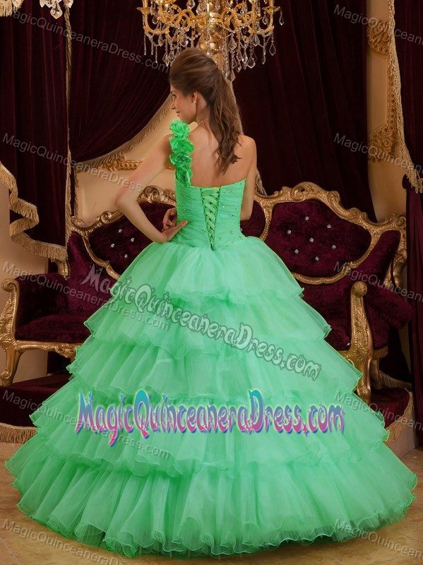Single Shoulder Ruffled Layers and Flowers Sweet Sixteen Dress in Covington