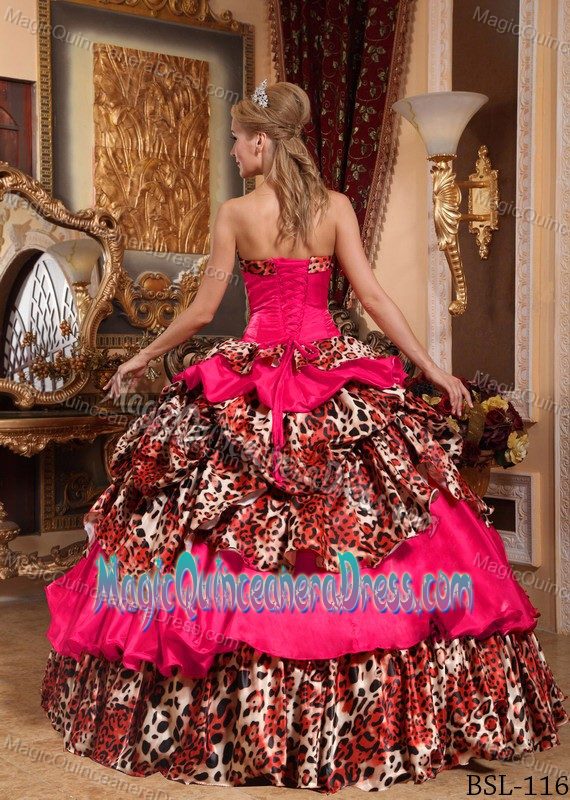 Leopard and Ruffled Layers Multi-color Dress For Quince in Shelton