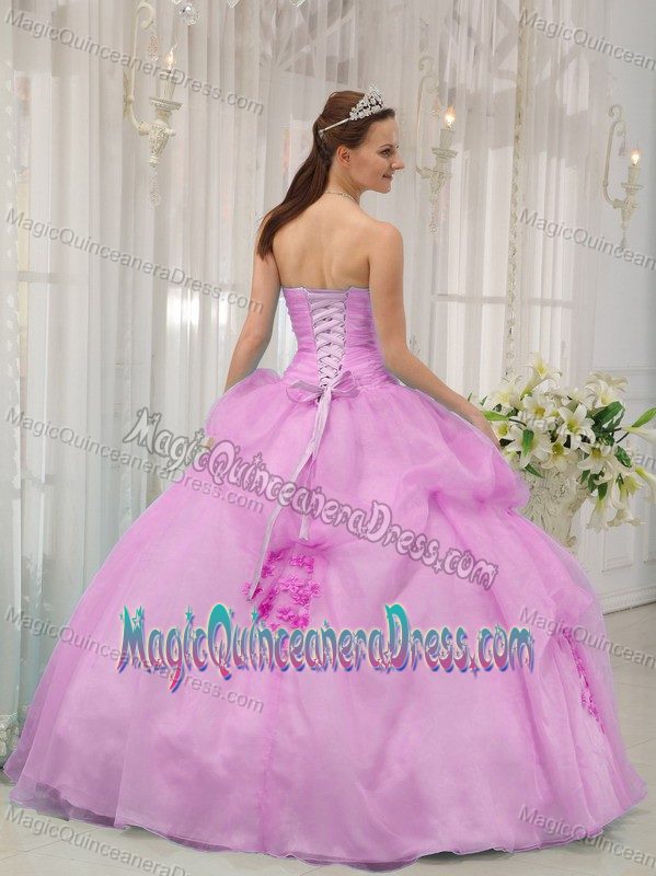 Floral Appliques and Ruche Decorated Dress For Quinceanera in Vancouver