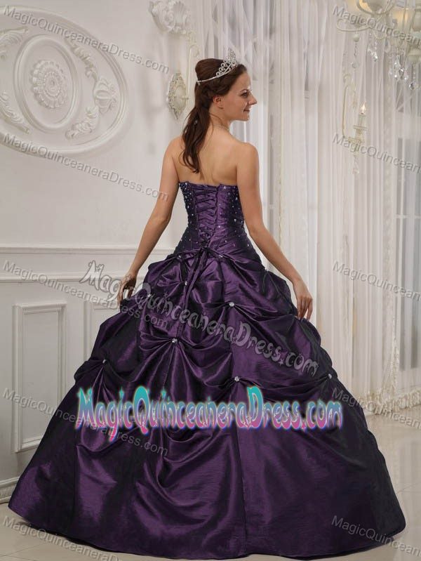 Diamonds and Pick Ups Decorated Purple Quinces Dress near Mercer Island