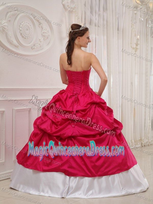 White and Red Pick Ups and Beading Sweet Sixteen Dresses near Gig Harbor