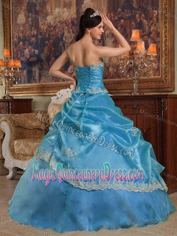 Nice Sweetheart Quinceanera Gown Dresses in Aqua Blue with Appliques