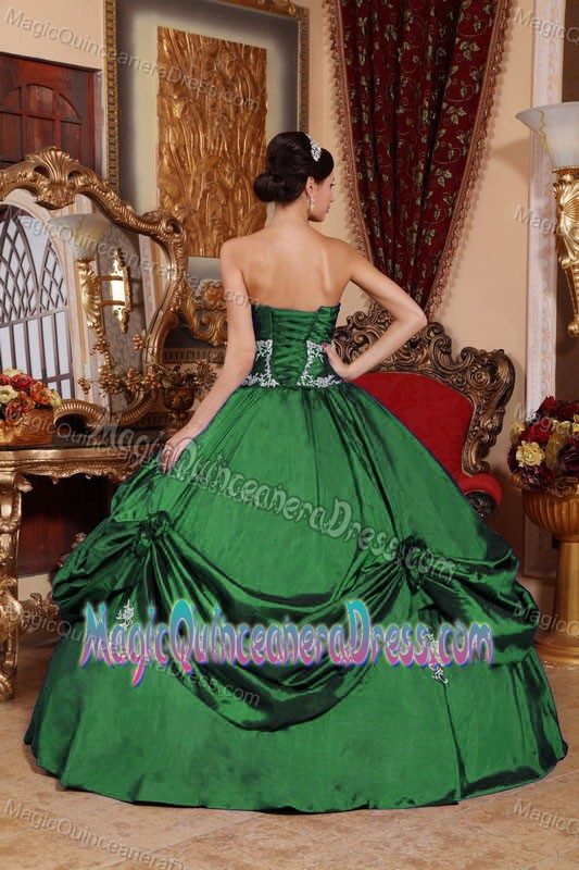 Green Sweetheart Princess Quince Dresses with Appliques in Fullerton