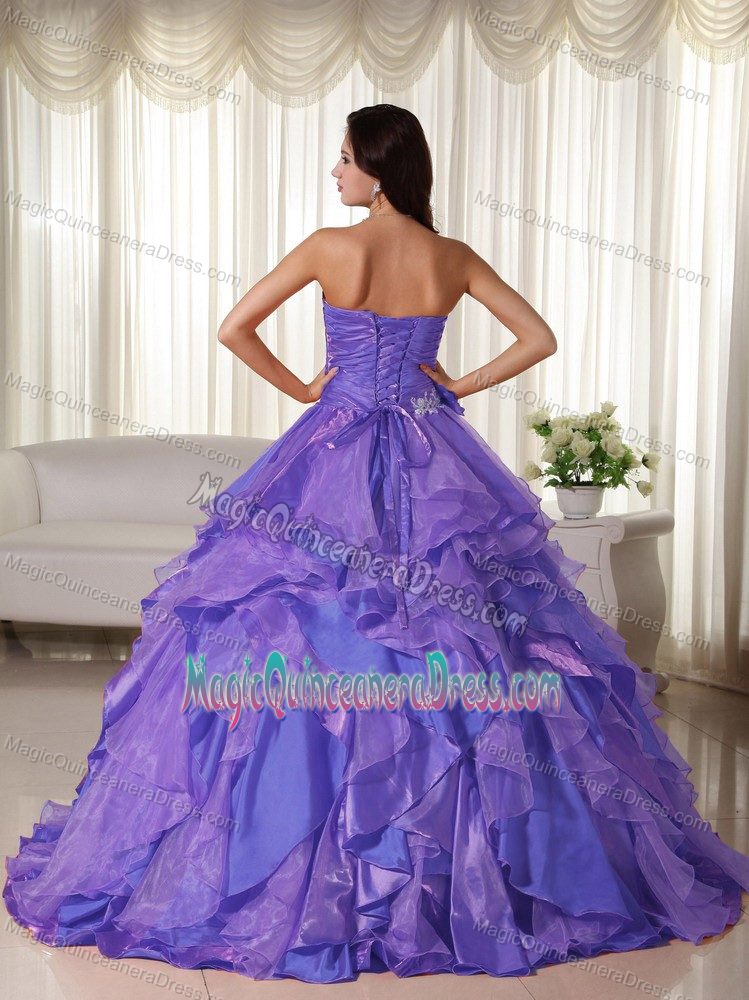 Purple Sweetheart Sweet 16 Dresses with Appliques and Ruffles in Miami
