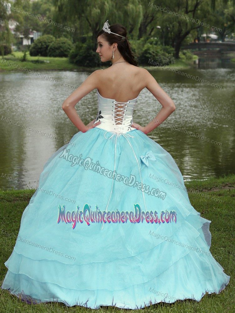 Light Blue Strapless Quinceanera Gown Dresses with Embroidery in Largo