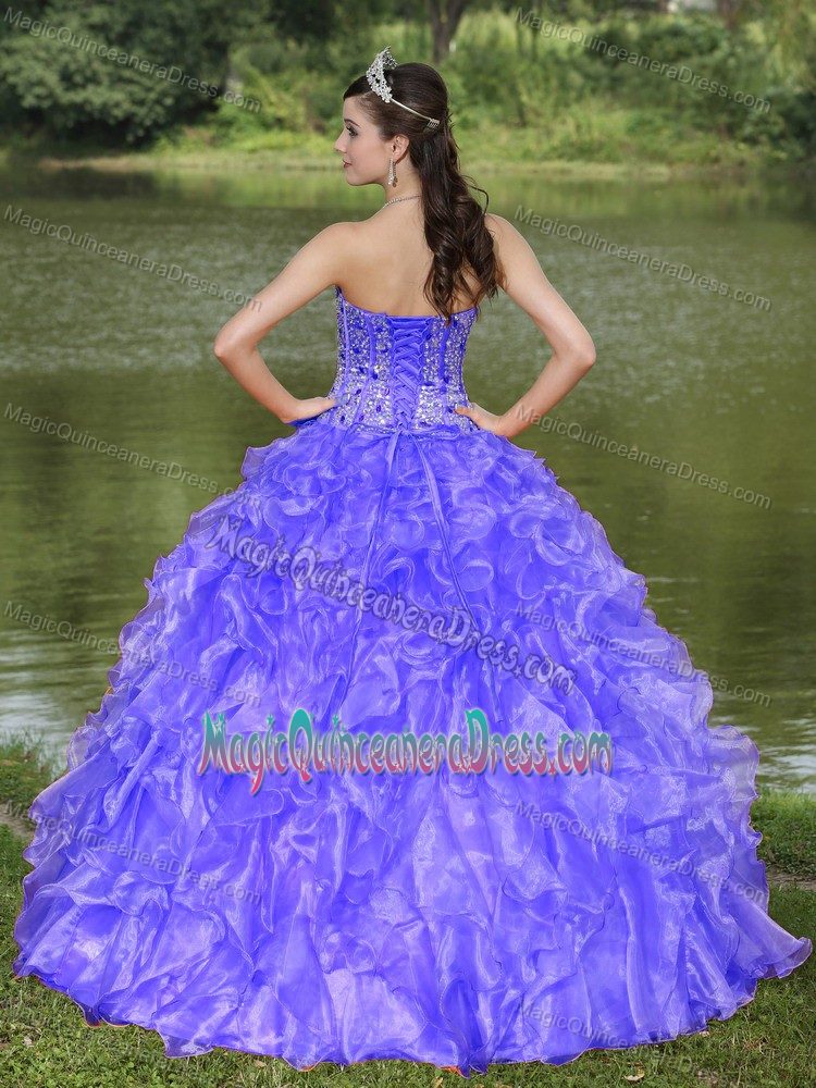Beaded and Ruffled A-line Quinceanera Dresses in Slate Blue in Fort Myers
