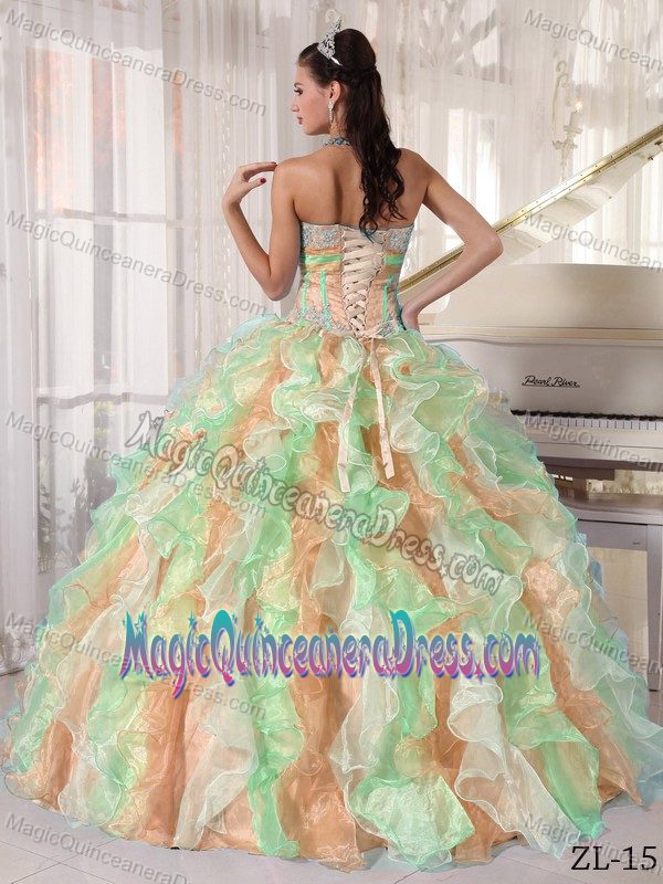 Multi-color Sweetheart Floor-length Quinceanera Dress with Ruffles in Davis